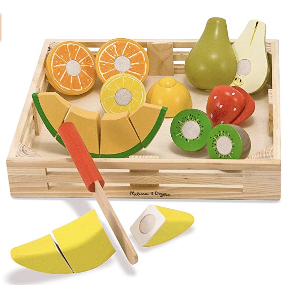 holiday gift guide for toddlers young kids pretend and play with cut food fruits playset