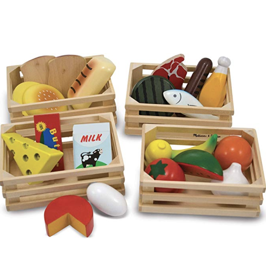 holiday gift guide for toddlers young kids pretend and play food fruits bread cheese fish meat playset