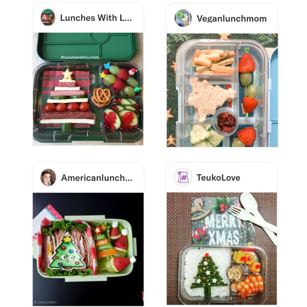 Christmas Trees. Teuko Lunchbox Community. Kids bento lunch box ideas. Holiday lunchbox ideas.