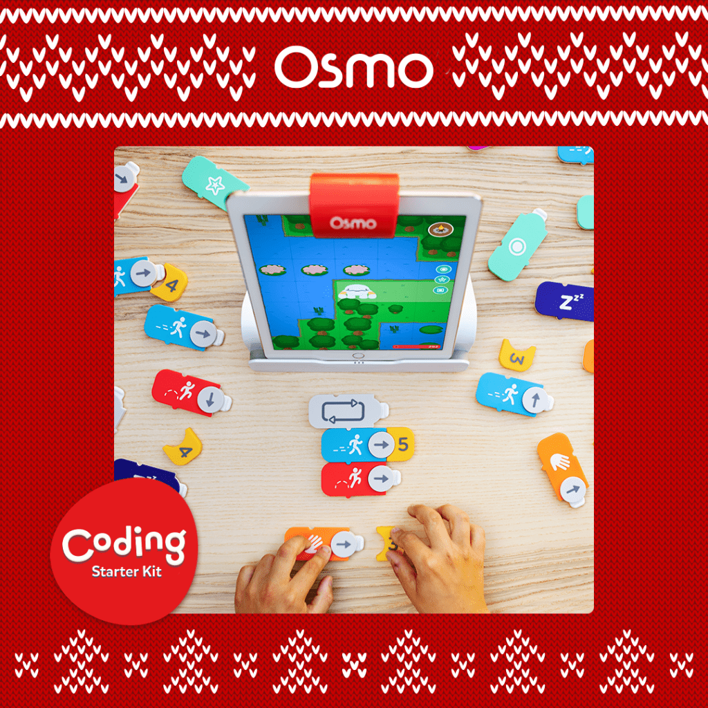 Osmo Coding Starter Kit - Give the gift of making coding “fun and accessible” for kids 5 to 10 this holiday season! The Osmo Coding Starter Kit teaches kids the basic coding skills “block by block” at an age-appropriate pace while being educational and engaging; the three games included in the kit help prepare kids for higher-level learning and can build confidence around coding.
