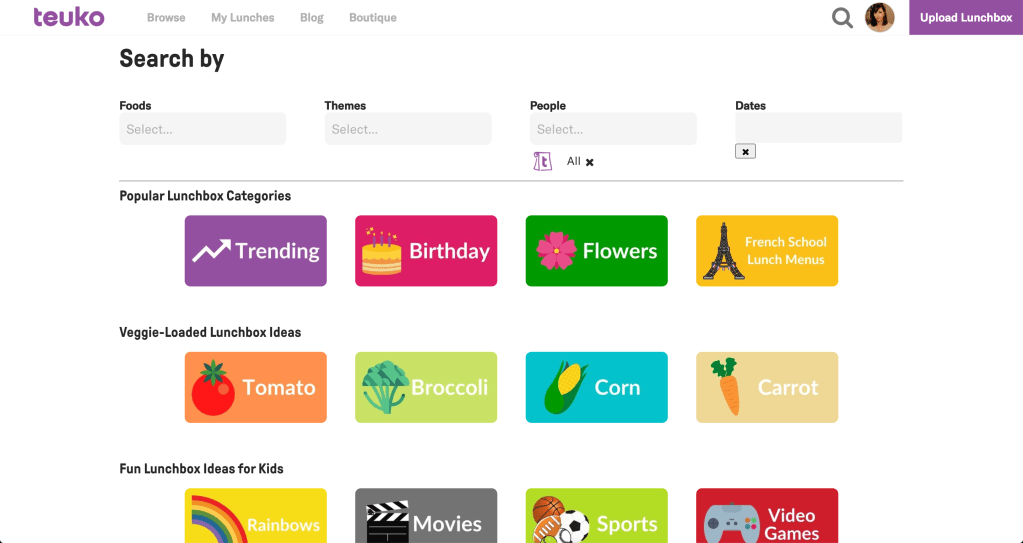 Find lunchbox ideas for kids via the search tool on Teuko.com