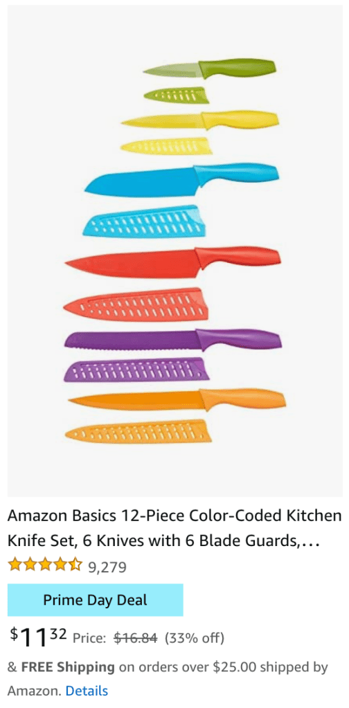 6 Knives with 6 Blade Guards Amazon Prime Day deal