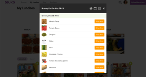 Meal plans and grocery lists at the touch of a button on teuko.com the online community for lunchbox packers