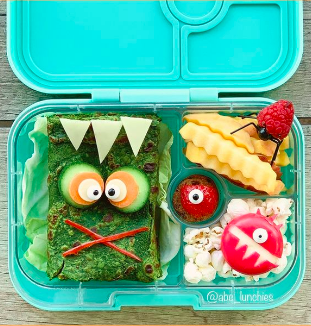 The Frankenstein Spinach Tortilla video tutorial, by @abc_lunchies