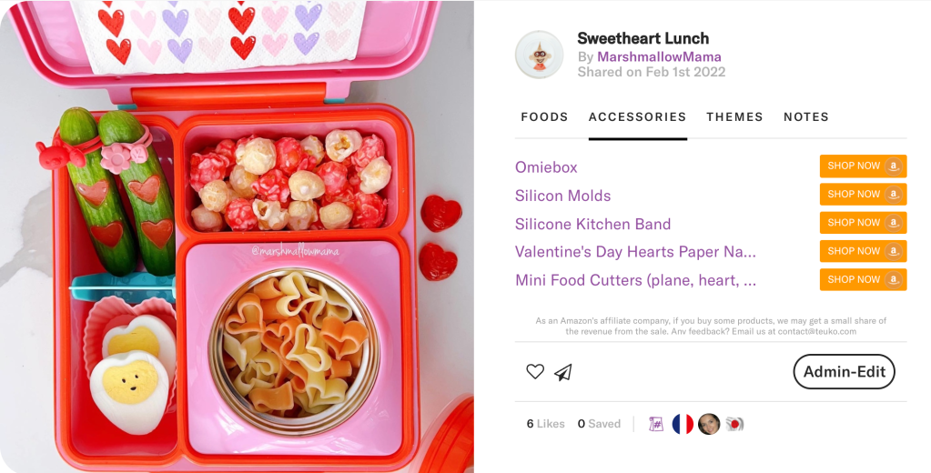 Heart shaped pasta in the omiebox bento lunch box shared by @marshmallowMama on teuko.com