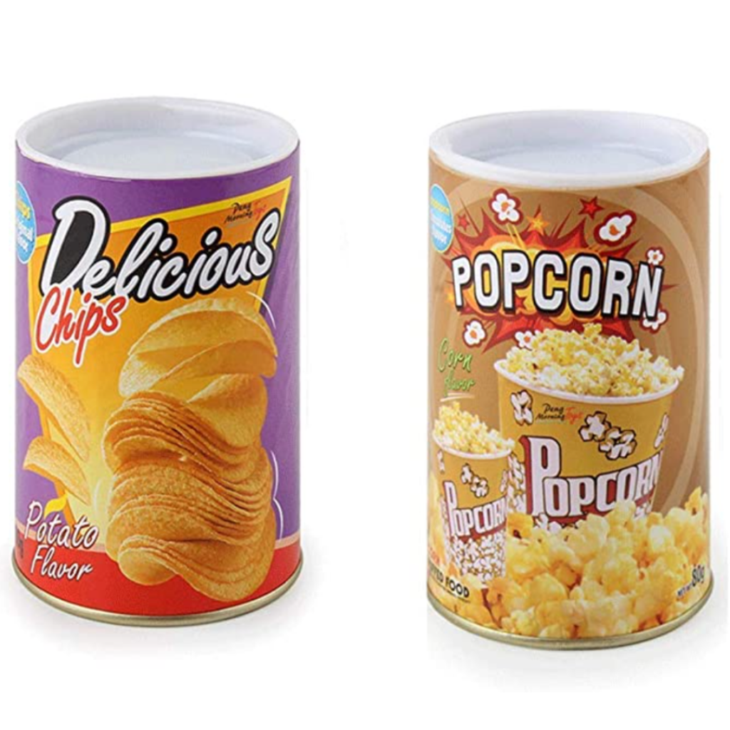 Fake cans of potato chips and popcorns perfect for April Fools' day