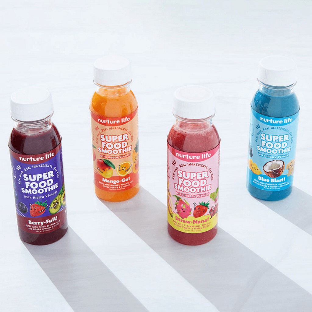 smoothies are made with whole fruits, hidden veggies, superfoods, and absolutely no added sugar, so you know your kid is getting all of the good stuff in every sip.