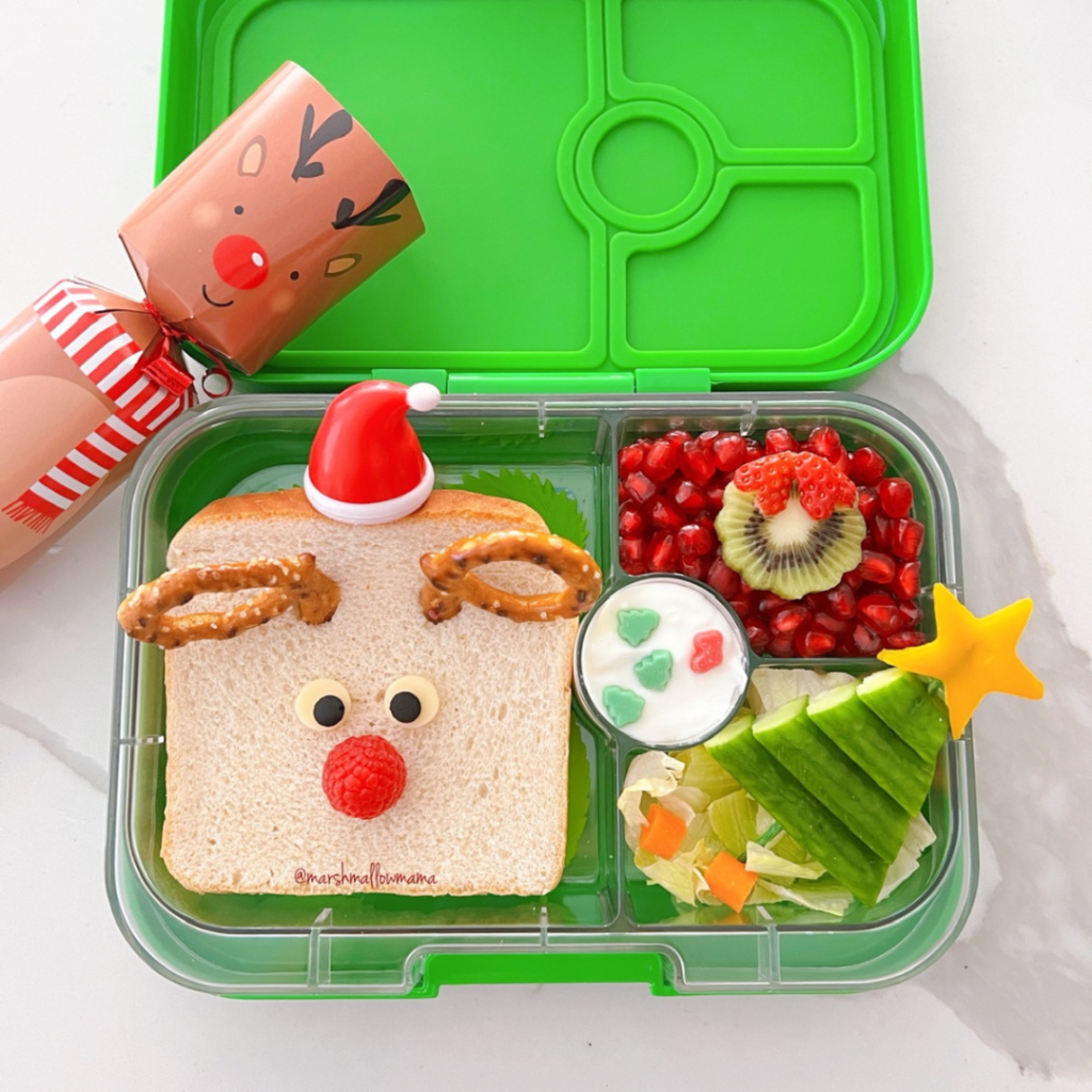 a very simple but so cute Rudolph the red nose reindeer sandwich