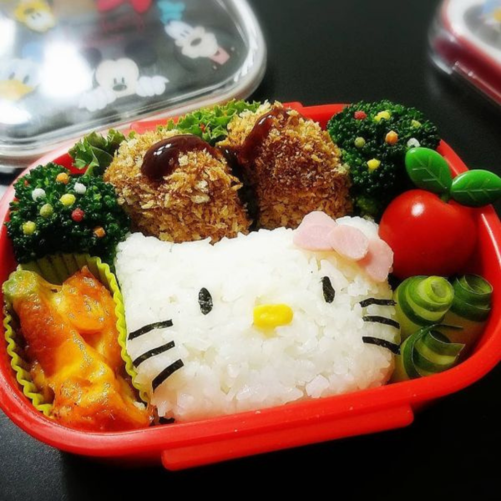 Hello Kitty Bento by @Yumi Teuko Kids bento easy fun lunchbox ideas Japan