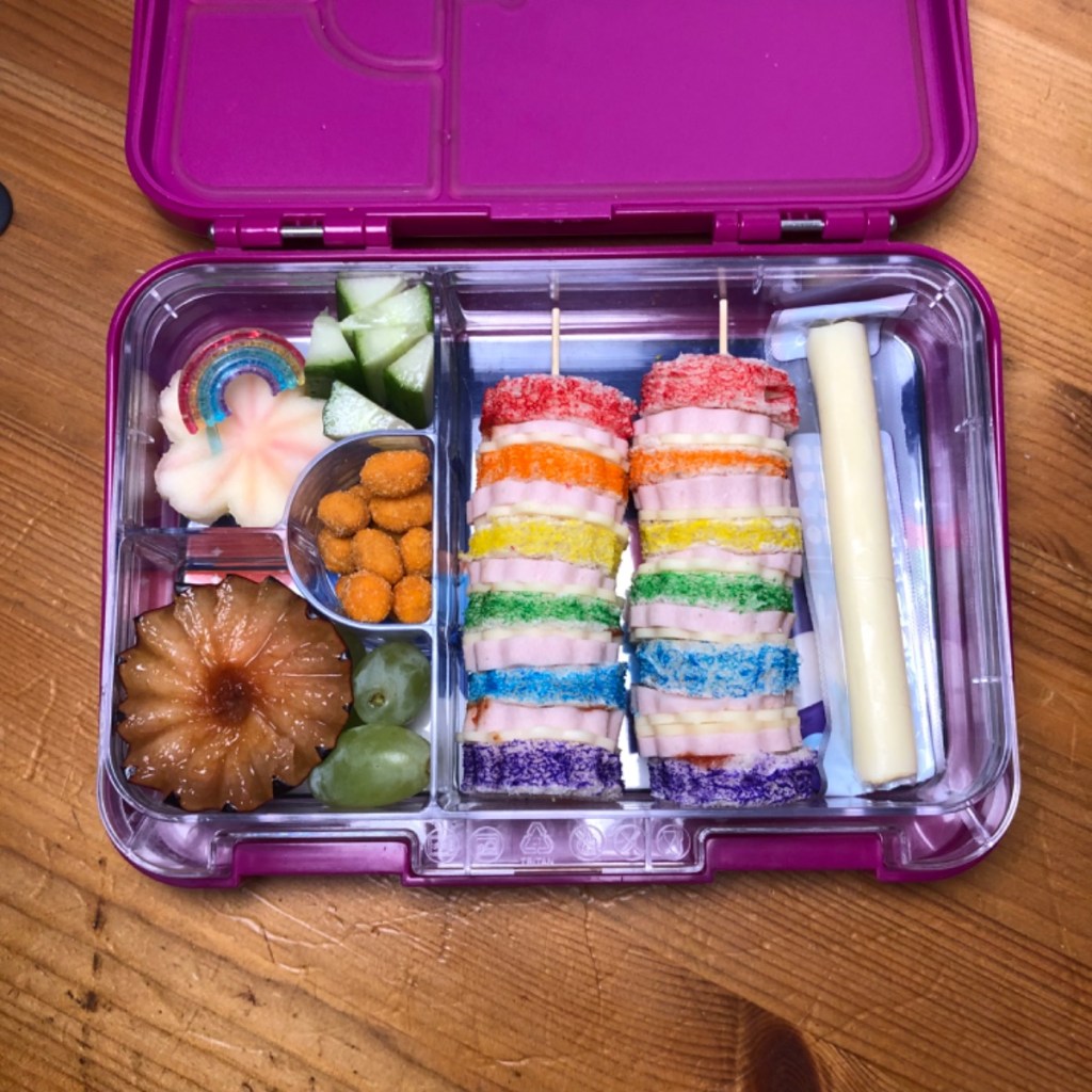 Rainbow Skewer Sandwiches Teuko kids lunchbox ideas bento school lunch children food