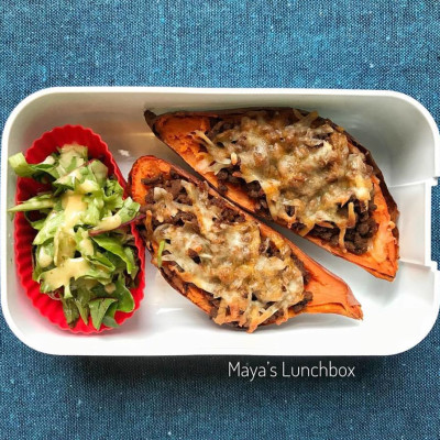 stuffed baked sweet potato in kids bento school lunch