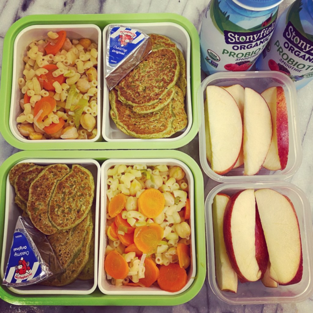 leek carrot pasta in kids lunch box