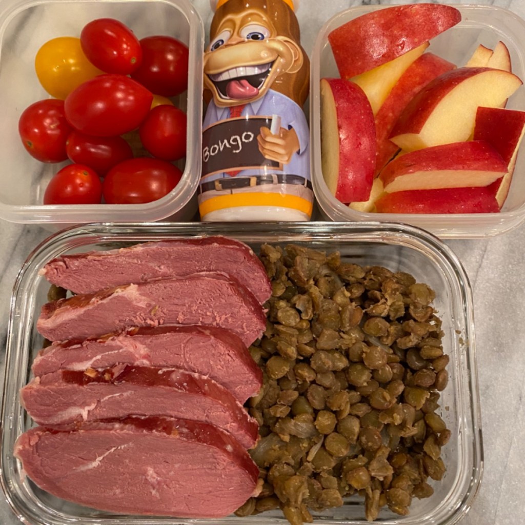 Petit salé for kids' lunches at school with green lentils and duck magret