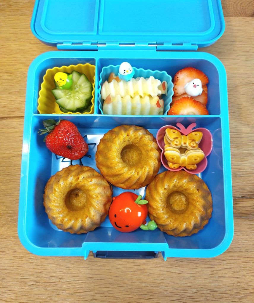 Carrot mini muffin in a kid's lunchbox