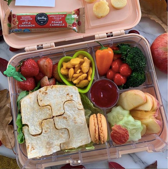 Fall lunchbox idea for kids with quesadilla