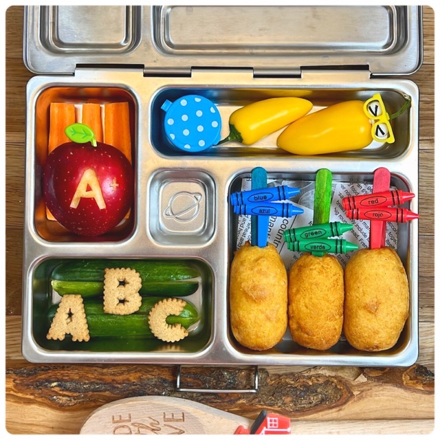 Back to School lunchbox idea in a Planetbox stainless steel bento lunchbox