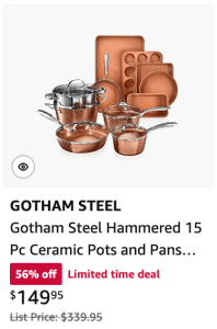 Gotham Steel ceramic pots and pans set Amazon Prime Days 2024