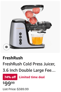 FreshRush cold press juicer Amazon Prime Days