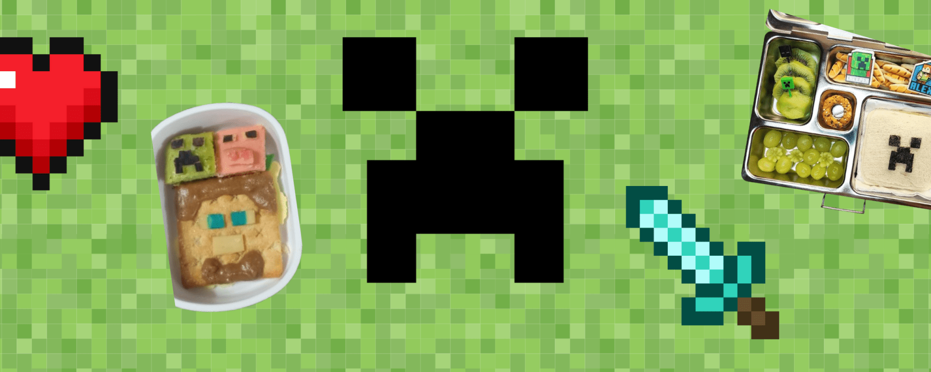 Minecraft-themed lunchbox ideas for kids – Fun and creative meal inspiration with Creeper sandwiches, blocky snacks, and pixelated treats inspired by the popular video game.