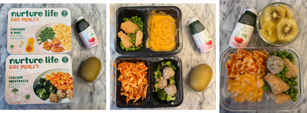 Showing how two Nurture Life kids meals, in the box, make a great lunchbox for a tween.
