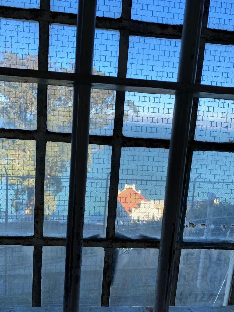 At a window, inside Alcatraz