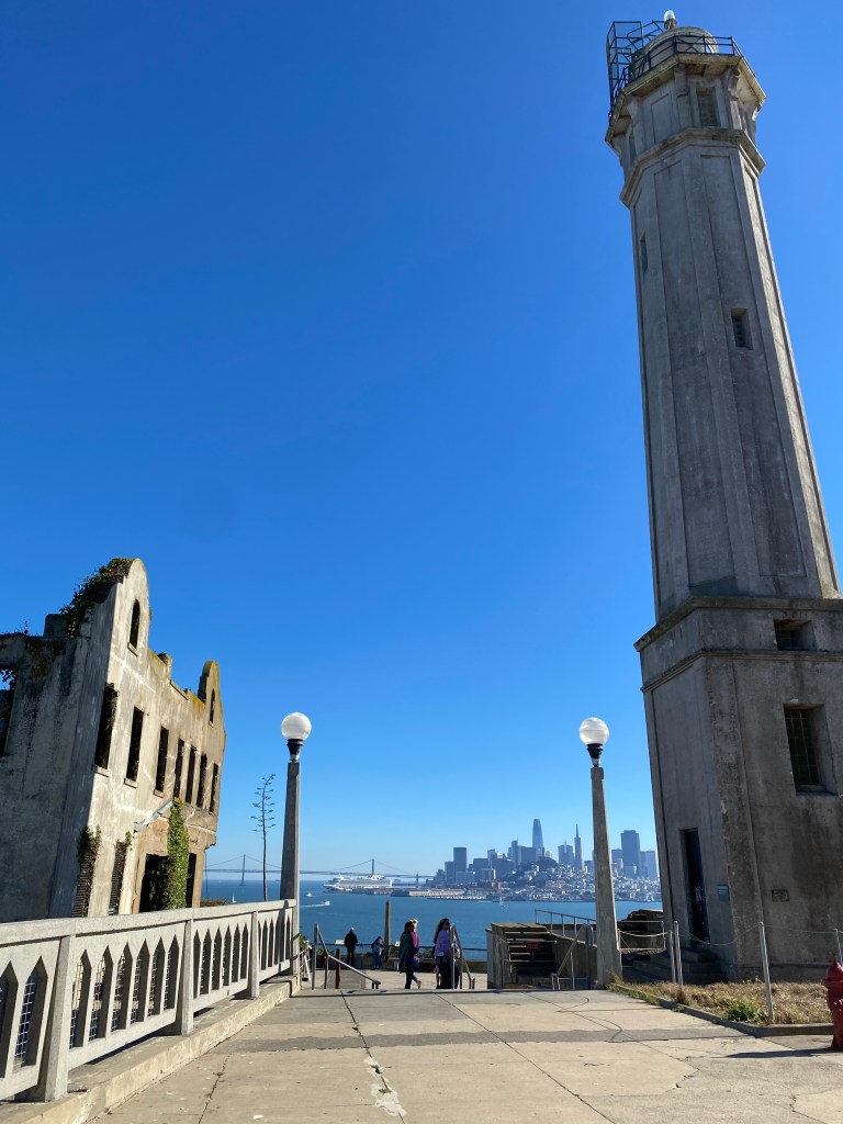 View of San Francisco from Alcatraz, with the lighthouse.