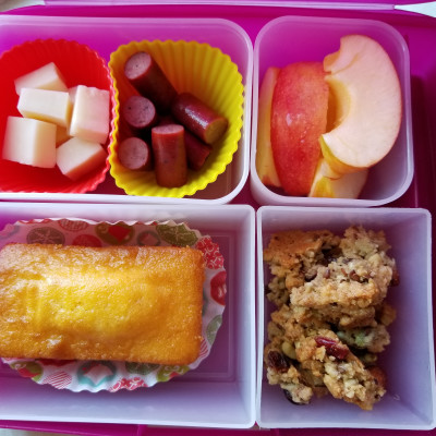 Corn bread muffin in a kid's lunchbox
