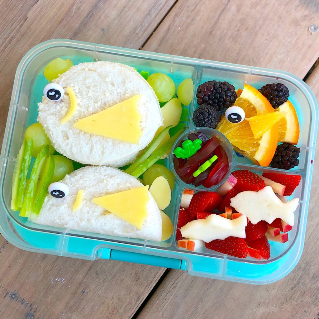 Fish-shaped sandwiches in a kid's lunchbox