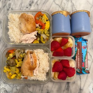 Poulet rice and ratatouille for kids' lunches at school